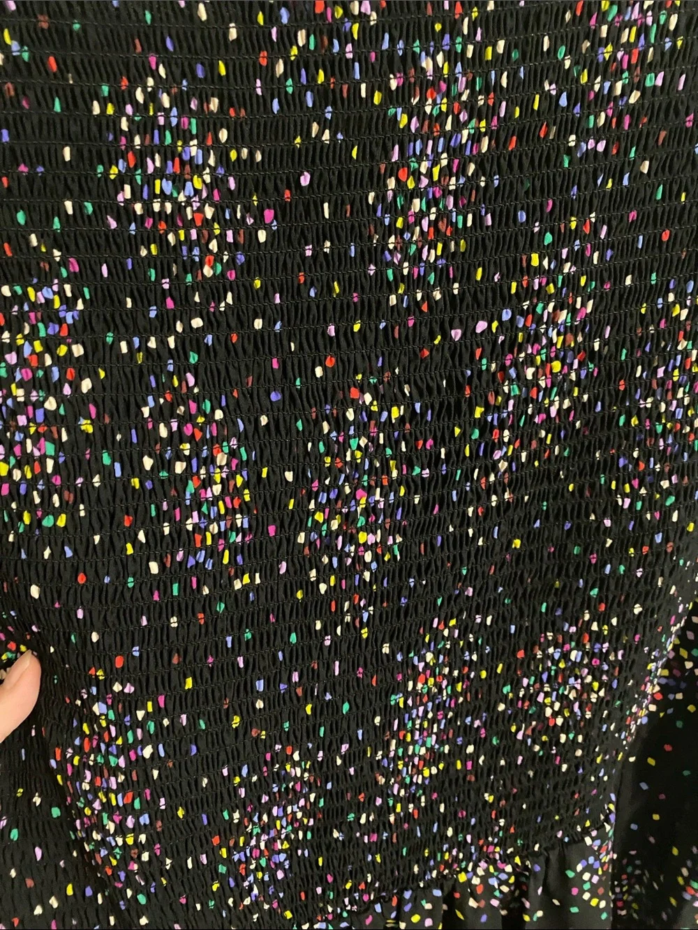 kate spade Black Multicolor Dot Long-Sleeve Peplum Dress